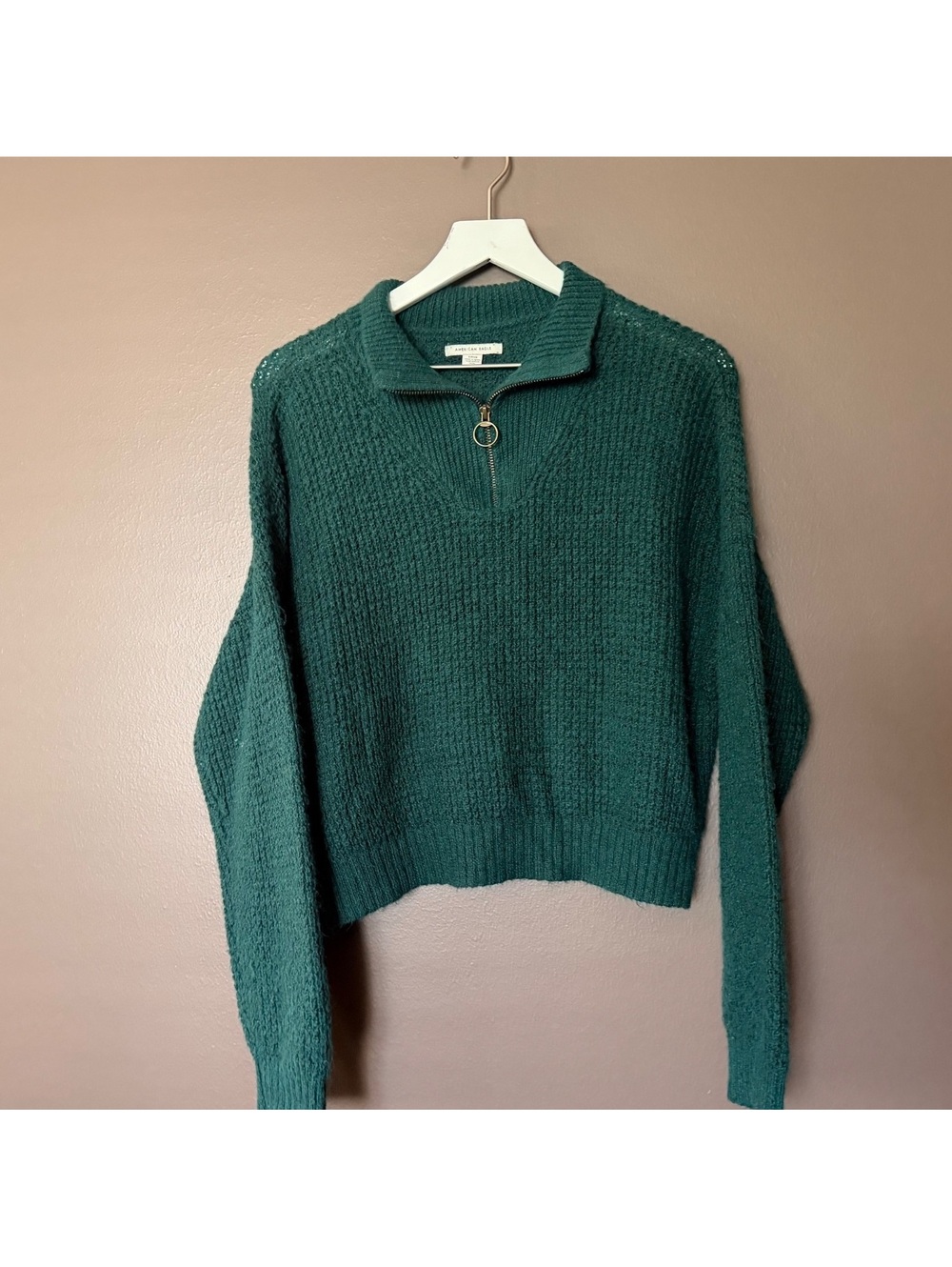 AE | American Eagle dark green zip-up sweater